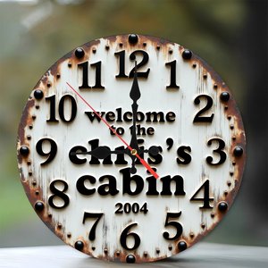 Round Wooden <b>Wall</b> <b>Clock</b> 25cm Rural Countryside Style <b>Silent</b> Non Ticking Home Farmhouse Decor <b>Clock</b> - Product Image 1