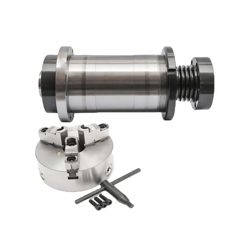 Cnc กลึงแกนชุดเต็ม A2-4 OD120 6000รอบต่อนาทีสายพานไดรฟ์ที่มี3-Jaw Chuck