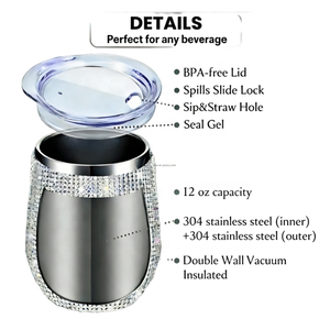 Tasses en paille en forme d'oeuf incrustées de strass en acier inoxydable de 12oz personnalisées pour bière <span class=keywords><strong>café</strong></span> vin thé eau froide et chaude tasse en diamant - Product Image 2