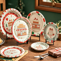Assiettes en papier jetables en gros pour l'exportation, motif bronzé estampé sur le bord, pour fêtes en plein air, pour assiettes et gobelets en papier