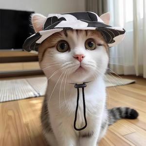 Niedlicher Katzen- & Hunde-Sonnenschutz-Fischerhut aus Polyester – Ganzjahres-Sonnenhut für Haustiere - Product Image 4