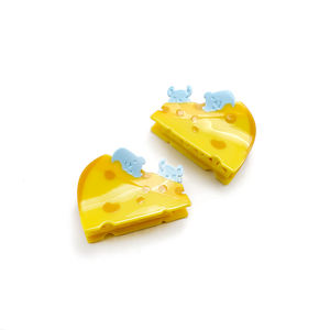 Barrettes à cheveux en acétate de fromage jaune crème personnalisées, mignonnes, originales et tendance, accessoires pour cheveux pour femmes, vente en gros. - Product Image 6