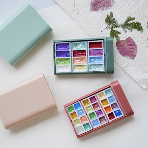 12 couleurs <span class=keywords><strong>Gouache</strong></span> Peintures <span class=keywords><strong>Eau</strong></span> Couleur Pigment Palette Portable Nail Paint Box Voyage Aquarelle Peintures - Product Image 3