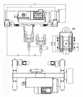 Pont roulant à double poutre NWH7, capacité de charge 16000 kg, vitesse de levage 1,2/5 m/min, déplacement du chariot 5-20 m/min, palans électriques
