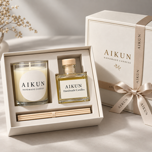 ชุดของขวัญเทียนหอมและก้านไม้หอมปรับอากาศ Aikun Minimalist Branded พร้อมบรรจุภัณฑ์กล่องแข็ง สำหรับการส่งเสริมแบรนด์ - Product Image 3
