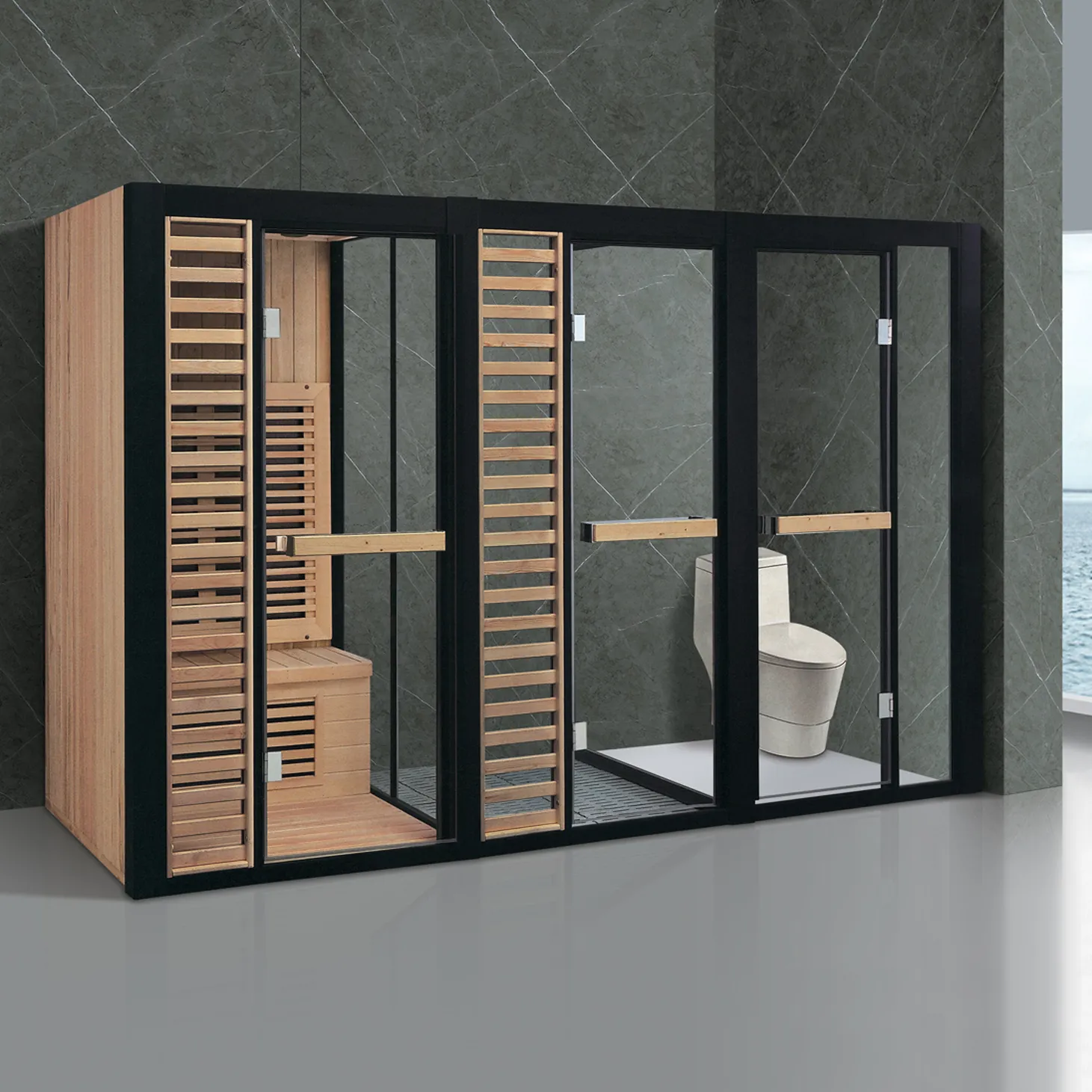 2 Persoons Luxe Ver Infrarood Sauna Hamam Indoor Spa Stoombad Cabine Hout Droge Stoom Saunakamer