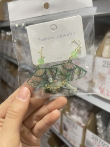 Style National chinois Transparent pliant <span class=keywords><strong>ventilateur</strong></span> vert bambou boucles d'oreilles femmes <span class=keywords><strong>ancien</strong></span> Style Hanfu mode - Product Image 6