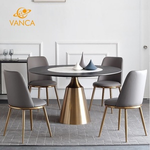 Nouveaux designs de <span class=keywords><strong>table</strong></span> à manger ronde <span class=keywords><strong>avec</strong></span> centre rotatif dessus de <span class=keywords><strong>table</strong></span> en marbre style moderne pour salle à manger cuisine utilisation en plein air hôtel - Product Image 3