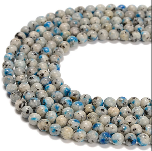 Cuentas Redondas Lisas de Jaspe Blanco Azul Natural AMARA K2 para Joyería Femenina, Tobillera, Pulsera, Hilo de 15 Pulgadas, Piedras Preciosas al por Mayor - Product Image 5