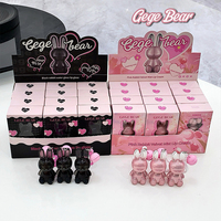 Gege Bear Black Bunny Gloss à lèvres liquide hydratant longue tenue mat avec miroir blanc, maquillage mignon
