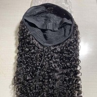 Perruques Demi Afro Kinky Frisées en Gros Cheveux Humains Réglables Respirantes Machine Faite Humain Flip Over Cordon Serrage Ins Perruque Cheveux Humains