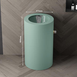 Lavabo sur pied rond moderne en acier inoxydable avec robinet cascade dissimulé, pour salle de bain, hôtel et maison de luxe - Product Image 6