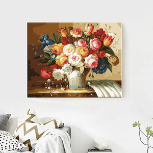 Dipinto a Numeri Stile Europeo <span class=keywords><strong>con</strong></span> Eleganti <span class=keywords><strong>Fiori</strong></span> e Cornice 40x50 cm, Vaso in Ceramica per Dipingere <span class=keywords><strong>con</strong></span> i Numeri - Product Image 2