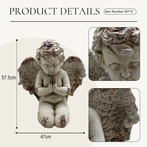 Scultura di Angioletto in Stile Vintage in MgO, Oggetto Decorativo per Casa e Giardino, Decorazione per Caminetto - Product Image 4