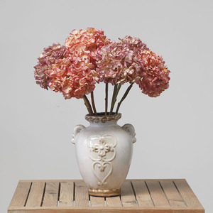 Flores Artificiales Secas, Flores de Seda Sintética con Bordes Quemados, Hortensias Grandes, Arreglos Florales Estilo Pintura al Óleo Vintage, China - Product Image 4