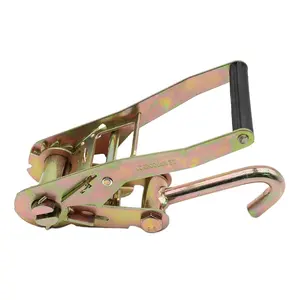 Long Single Hook Ratchet Tie Down Buckle With Plastic Handle Steel And Zinc Material Galvanized Finish Packed In Carton Box