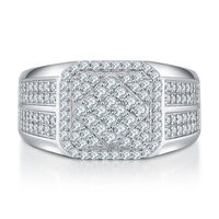 Bling Hiphop Rappeur Anneau Moissanite Glacé Blanc D VVS1 925 Argent Coupe Ronde Diamant Moissanite Anneaux Hommes Fine Jewelry