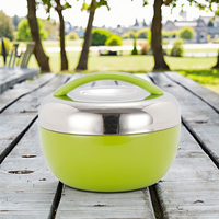 Boîte à lunch en acier inoxydable double couche Cute Eco-Friendly Freshness Conservation 2 compartiments Dual Tier Bento Food