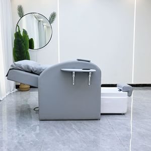 Fauteuil de pédicure électrique gris inclinable pour salon de manucure et spa avec porte-gobelet pour bain de pieds - Product Image 4