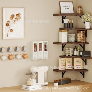 Estante de esquina de madera de 5 niveles para montaje en pared, estante de almacenamiento para baño con soporte de hierro, diseño duradero - Product Image 3