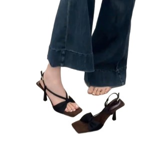 Sandalias de tacón alto con estampado de leopardo retro francés, con correa en el tobillo y punta cuadrada, para mujer, para uso diario, novedad de verano 2026 - Product Image 5