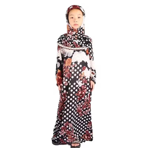 <b>Printed</b> Muslim Girl Abaya Hijabs and Dress Prayer Clothing <b>Islam</b> Kids Abaya - Product Image 3