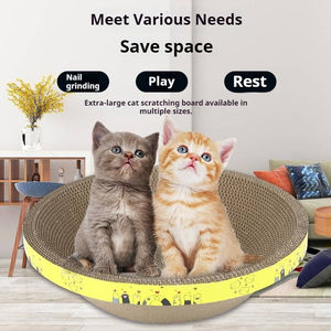 Papan goresan kucing berbentuk mangkuk penggiling cakar tanpa penumpahan kertas bergelombang perlengkapan kucing mainan hewan peliharaan - Product Image 3