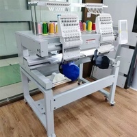 Machine à broder informatisée à double tête plate pour vêtements, machine à broder à deux têtes