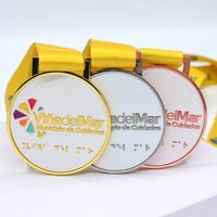 Medalla de Premio Comunitaria Municipal Personalizada, Medalla de Oro, Plata y Bronce con Grabado en Braille y Logotipo para Eventos de Accesibilidad