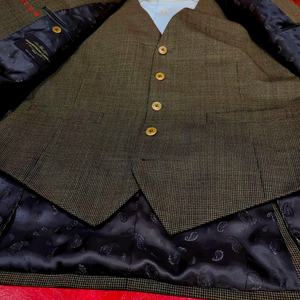 <span class=keywords><strong>Traje</strong></span> de 3 piezas de lana VBC italiana, marrón, con estampado de pata de gallo, corte ajustado, <span class=keywords><strong>para</strong></span> negocios, bodas, ropa formal, chaleco, pantalones con cierre de cremallera, transpirable | - Product Image 5