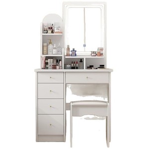 <span class=keywords><strong>Coiffeuse</strong></span> de luxe moderne avec miroir <span class=keywords><strong>LED</strong></span> et tabouret – Meuble de vanité personnalisable pour chambre à coucher - Product Image 4