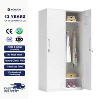 Armoire en acier blanc à deux portes, casier métallique pour vêtements, rangement de chambre, penderie avec tringle de suspension pour la maison et le dortoir