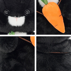Jouet en peluche petit lapin noir avec une <span class=keywords><strong>carotte</strong></span> c'est une peluche pour les enfants poupée réconfortante pour les apaiser pendant leur anniversaire - Product Image 4