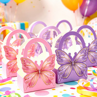 Boîte à bonbons en papier rigide avec impression personnalisée en usine, revêtement UV, motif papillon et fleur, cadeau pour mariage ou fête