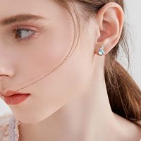 Bijoux animaux Boucles d'oreilles en argent sterling 925 émaillé Lapin mignon avec pierre de lune pour femmes