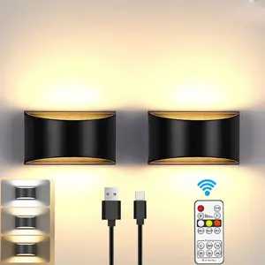 Современный пульт дистанционного управления Светодиодный светильник перезаряжаемый Настенный бра Крытый беспроводной настенный светильник полумесяц металлический для лестничной прихожей