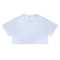 Kaos Wanita Lengan Pendek Model Crop 210GSM Musim Panas, 100% Katun, Slim Fit, Bernapas, Pinggang Tinggi, Atasan Gaya Hot Girl