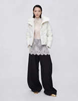 Doudoune d'hiver imperméable pour femme, longueur standard, avec pompons en fourrure, col montant, tissu froissé, coupe ample, zippée, réversible