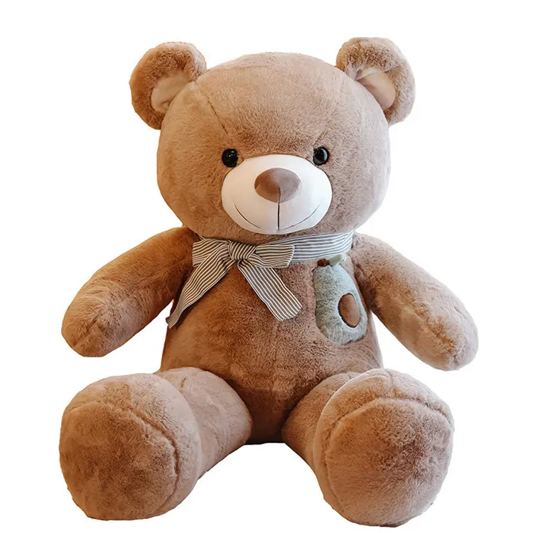 Mainan boneka hewan ukuran besar, mainan boneka beruang ungu dengan pita dasi kupu-kupu untuk hadiah ulang tahun anak perempuan 120cm