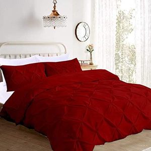 Classic Red Quilted Duvet Cover Set 4 Piece Polyester <b>Bedding</b> Home Use Washable Solid Pattern - Product Image 1
