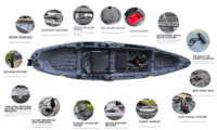 Kayak de pêche en mer modulaire à aileron détachable, vente chaude en Chine, avec stockage de poissons vivants pour une personne