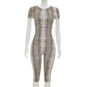 Viviblook J26JP152 Combinaison d'été pour femme, imprimé serpent, col rond, sexy, dos nu, élastique, moulante, une pièce - Product Image 4