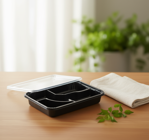Contenitore Bento Giapponese Rettangolare con 5 Scomparti, Coperchio e Base in PS, Portatile, Monostrato, Senza BPA, Capacità 1-3L per Tutti - Product Image 2