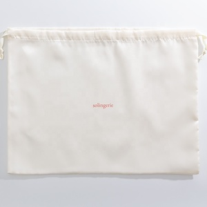 White Custom Printed Silk Satin Drawstring Pouch Bag Wig Extension Pouch Seal <strong>Textile</strong> <strong>Packaging</strong> - Product Image 3