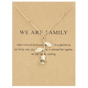Rose Flower Necklace for Women We Are Family <strong>Beauty</strong> <strong>Beast</strong> Pendant Necklaces Charm Boho <strong>Jewelry</strong> Valentine's Day Gift - Product Image 5