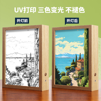 RVB contrôle LED bandes ombre boîte à lumière 3 couleurs veilleuse Art peinture bois cadre affiche Anime personnage acrylique cadre Photo