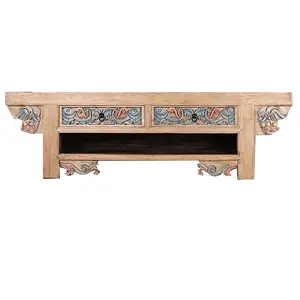 chinese antique reproduction recycled solid wood furniture hand carved natural Living Room Entertainment Unit tv stand cabinets