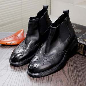 Botas Chelsea de Cuero Genuino Estilo Retro Británico para Hombre, Invierno, Casual de Negocios, Ligeras, Cómodas y Elegantes - Product Image 1