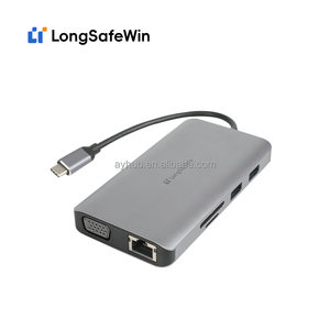 Hot Bán máy tính xách tay phụ kiện 10 trong 1 Type-C <span class=keywords><strong>USB</strong></span> Hub với USB3.0 x3/hdm1x2/VGA/pd100w/RJ45 <span class=keywords><strong>Ethernet</strong></span>/SD/TF khe cắm thẻ nhớ - Product Image 6