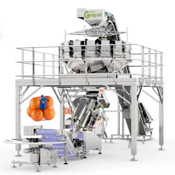 Nieuwe Serie Automatische Lineaire Combinatie Aardappel Multihead Weger Voor Oranje Ui Wortel Zoete Aardappel Netto Buis Verpakkingsmachine